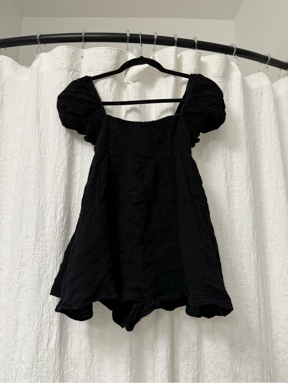 Princess Polly Black Puff-Sleeve Romper